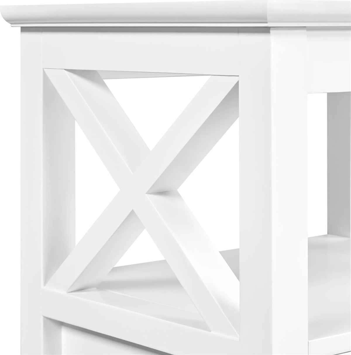 Nachtkastje met 2 Lades en Open Schap X-vormig Metalen Onderstel Wit 40 × 30 × 60 cm