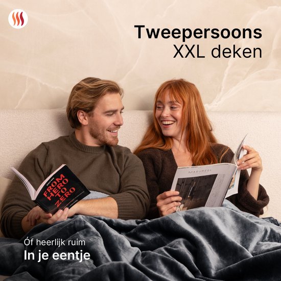 Seranova Elektrische Deken XXL - 180x160 cm - 2 persoons Bovendeken - Warmtedeken - Dubbelzijdig - Fleece Sherpa - Antraciet Grijs