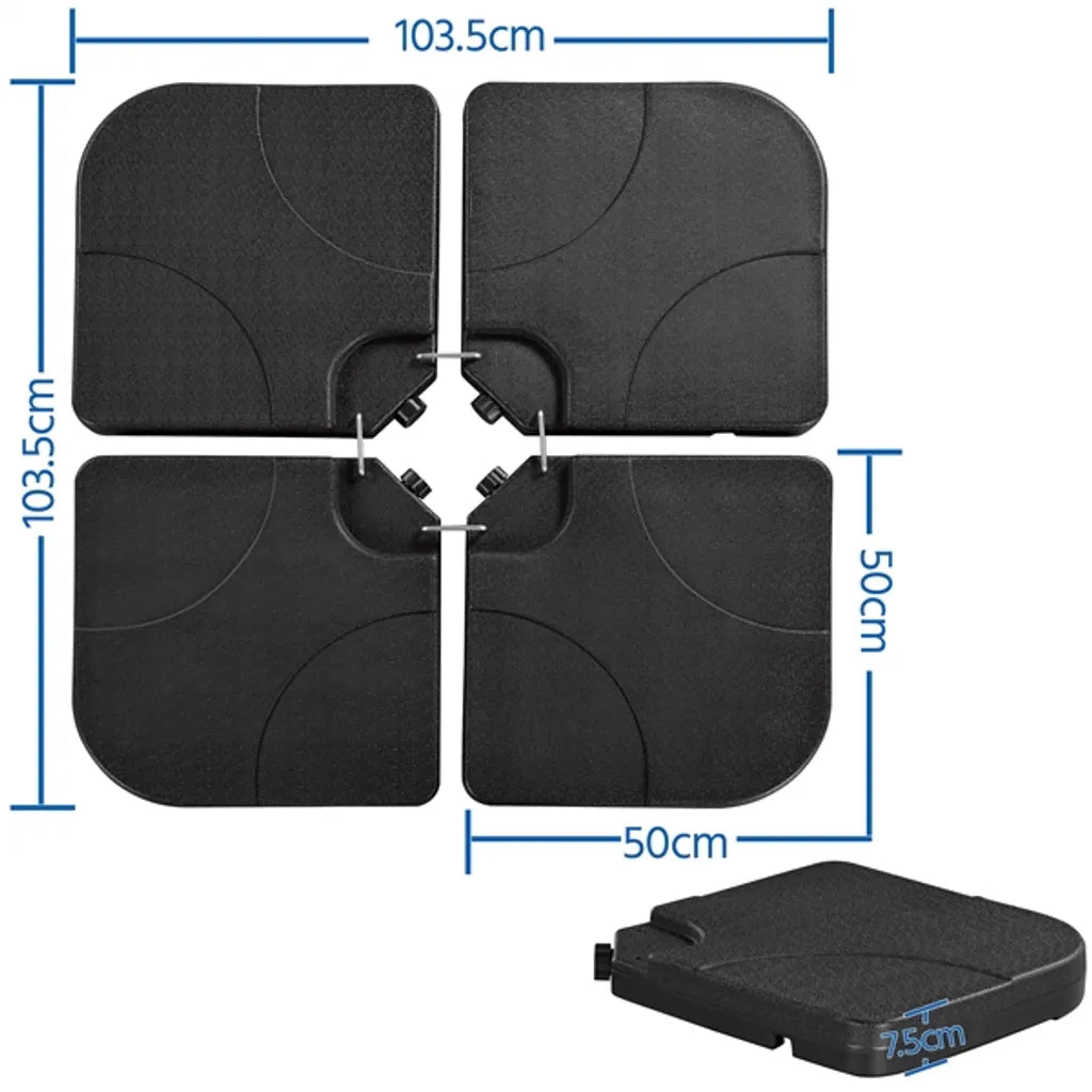 Yaheetech Parasolvoet 4-delig 103,5 x 103,5 cm - Zwart - Vulbare Parasolstandaard voor Zweefparasol met Water of Zand