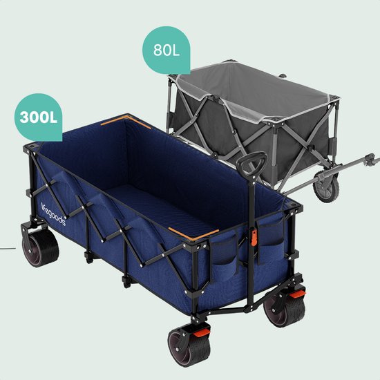 LifeGoods Bolderkar - XXL - Opvouwbaar - 300L - 150KG Draagkracht - Blauw