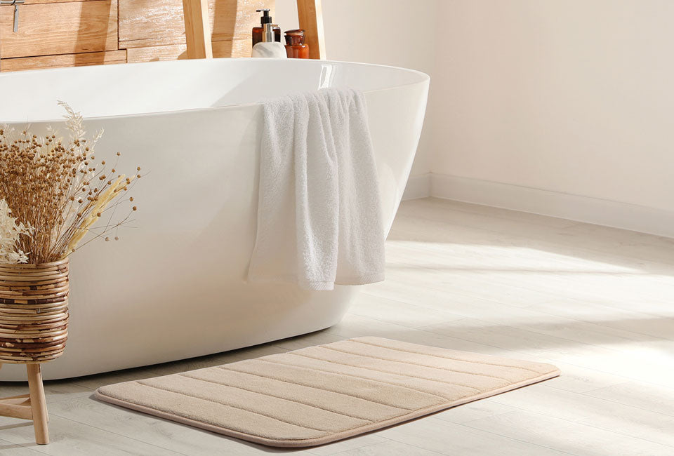 Zachte, anti-slip memory foam badmat - Beige