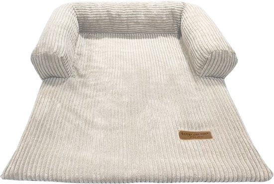 By Cee Cee Origineel Hondendeken Bank – Hondenkleed Bank - Hondenmand - Premium - Volledig Afritsbaar - Ribstof - Beige - 75x90 - Maat S