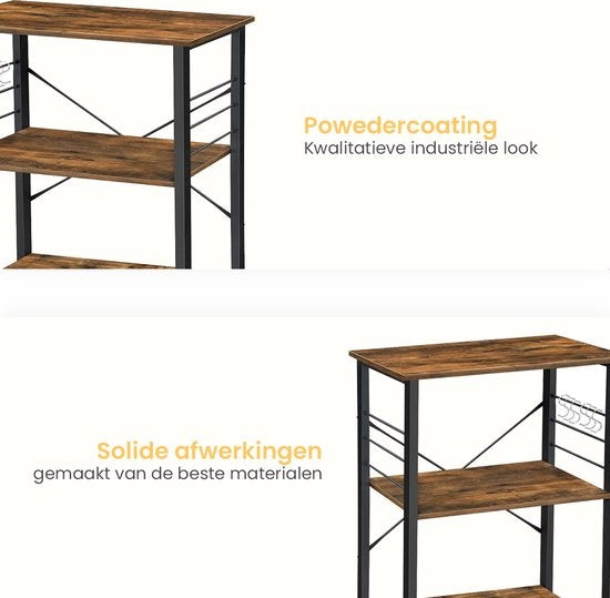 Goliving Keukentrolley – Keukenkast – Keukenrek – Serveerwagen – Keuken Organizer – Modern – 60 x 40 x 89 cm – Bruin