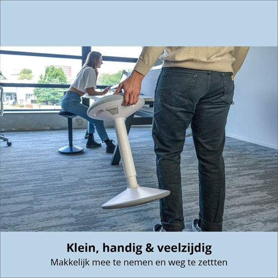 Bckz Wiebelkruk Wit| Hoogte 55-80cm | Balanskruk | Zit-sta kruk | Ergonomische bureaustoel | zadelkruk