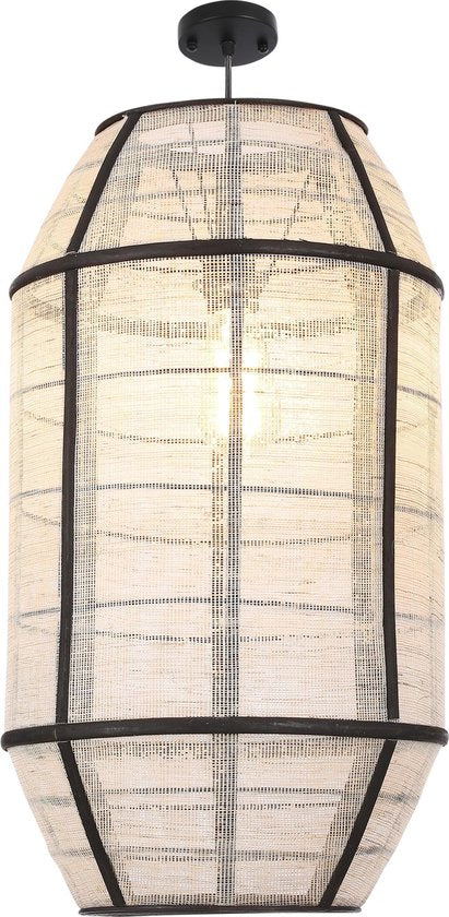 Mica Decorations Pella Hanglamp - H58 x Ø33 cm - Linnen - Off-white