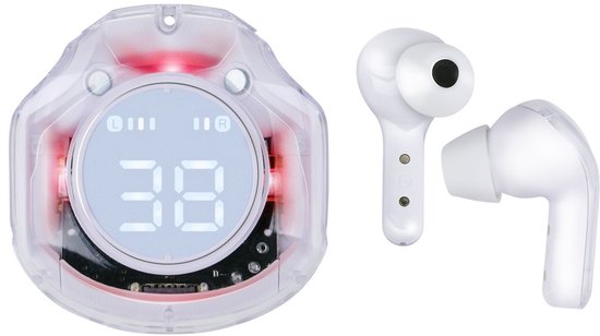 Grundig Earbuds TWS Transp. White - Draadloze In-ear Oordopjes met Bluetooth 5.4 - Hi-Res Audio - Smartcase met Digitale Batterij-indicator - Meerdere Eartips - Transparant/Wit