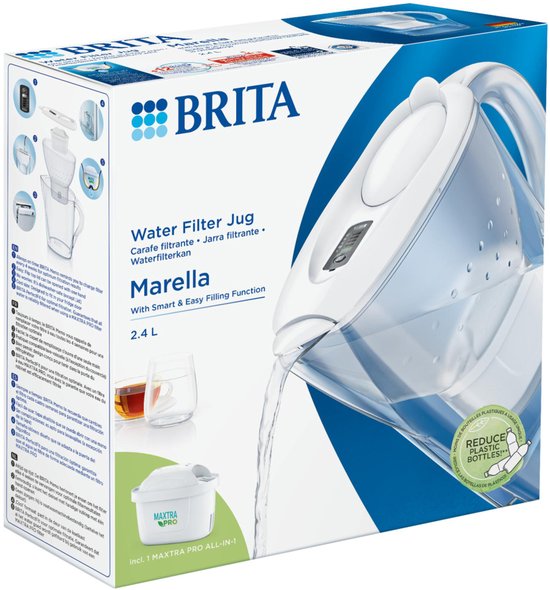 BRITA - Waterfilterkan - Marella Cool - 2,4L - Wit - incl. 1 MAXTRA PRO ALL-IN-1 filterpatroon