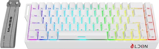 Mide68 - 65% Bedraad Gaming Toetsenbord - RGB Verlicht toetsenbord - Hall Effect Rapid Trigger Mechanisch Toetsenborden - Hot Swap - 8K Hz - 0.01mmRT - 0.125ms - Zij Bedrukte toetsen - 68 Keys -Beste prijs-kwaliteitverhouding - Elegant wit