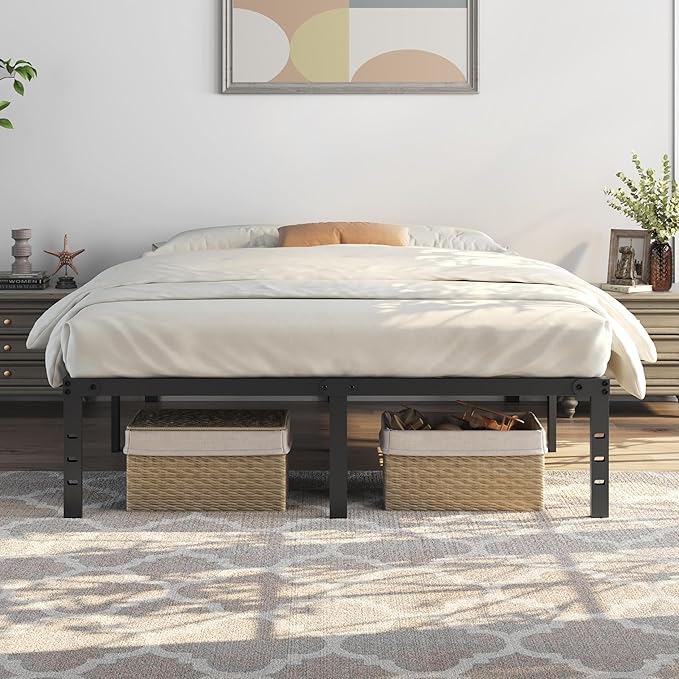 Yaheetech Metalen Bedframe 160 x 200 cm – Zwart – 201 x 162 x 41,5 cm – Zonder Hoofd- en Voetbord