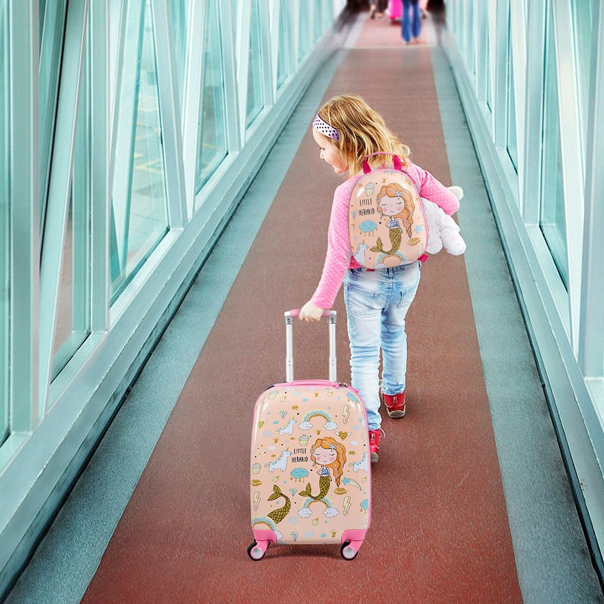 Coast Kinderkofferset 2-delig Kindertrolley + Rugzak Zalmroze