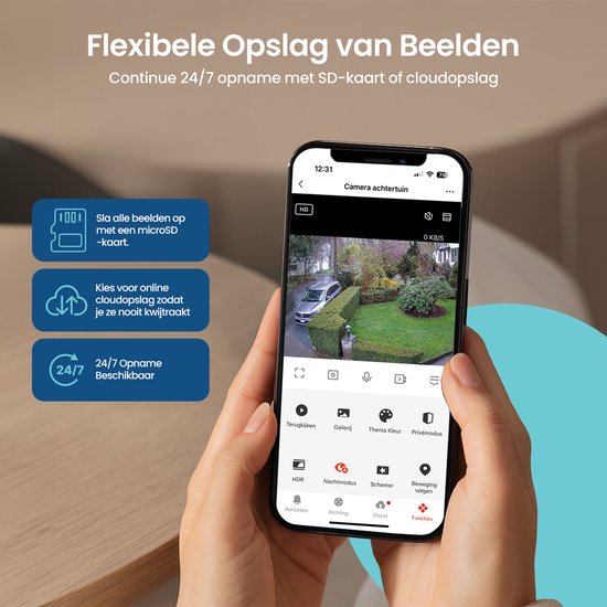 Gologi Draadloze Beveiligingscamera voor Buiten en Binnen - Bewakingscamera met Accu 5200 mAh - USB-C Oplaadbaar - Nachtzicht - Bewegingsdetectie - Magnetische Montage - 4MP HD Camera WiFi met App - Beveiligingscamera - Wit