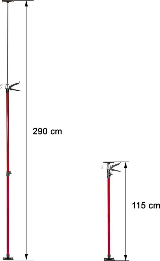 TecTake - set van 4 plafondsteunen 115 - 290 cm - rood - 402401