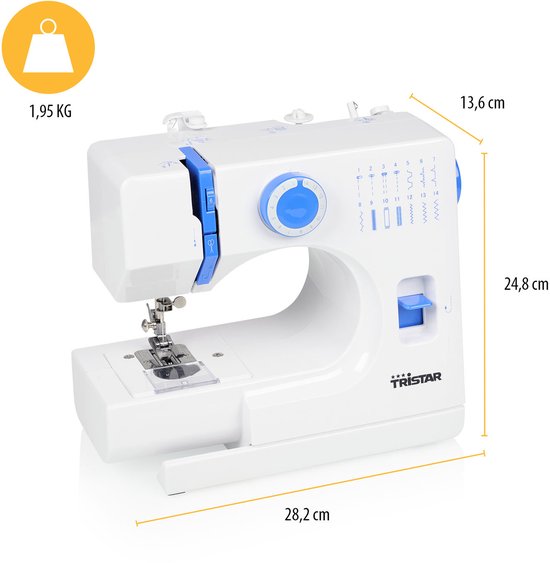 Tristar SM‑6003 Naaimachine – 14 Patronen – Automatische Draadinrijger & Vrije Arm – LED‑Licht – Inclusief Accessoires – Voor Beginners