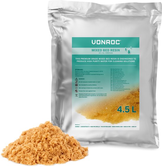 VONROC Premium Mengbedhars - Navulzak - 4,5L - Voor VONROC DI-Puurwaterfilter DI501XX en compatibel met vergelijkbare DI-Filtersystemen