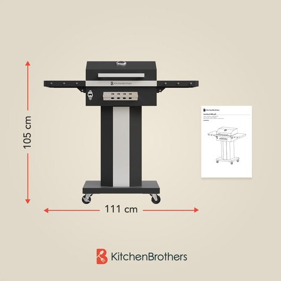 KitchenBrothers Houtskool Barbecue Grill – Met Deksel, Warmhoudrek & Wielen – 81 x 48 x 94 cm – Zwart