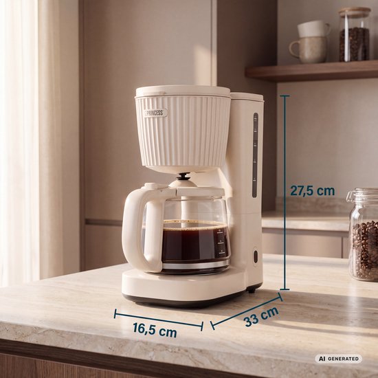 Princess Coffee Maker Wave Koffiezetapparaat – 1000 W – 1,5 L Glazen Kan – Warmhoudfunctie – Niet‑druppel Systeem - 246048