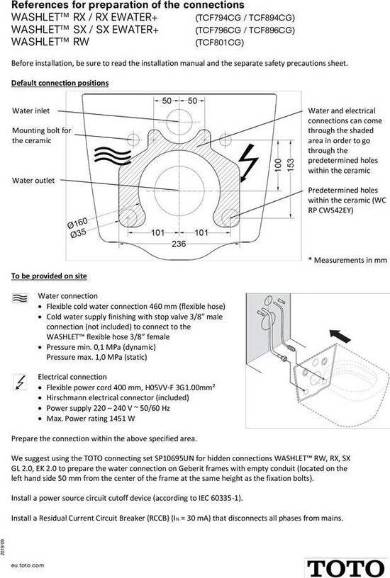 Toto Europe Rw Closetzitting Met Onderdouche Tcf801Cg