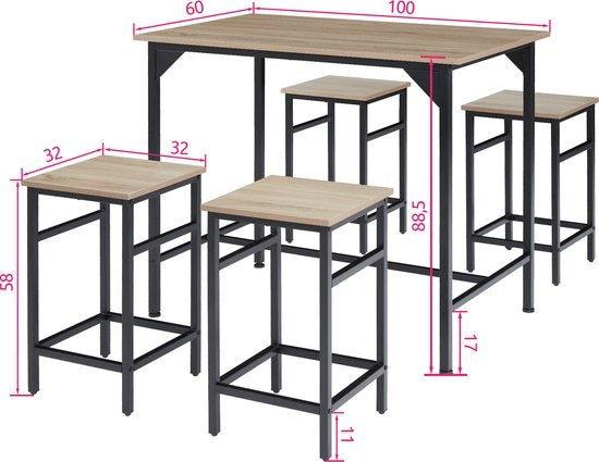 tectake - bistrotafel Set / bartafel set Edinburgh industrial light – 404307