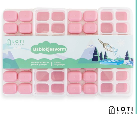 Loti Living IJsblokjesvorm - 4 stuks - Roze - IJsvormpjes - Siliconen IJsblokjesvorm - IJsblokjes - BPA Vrij