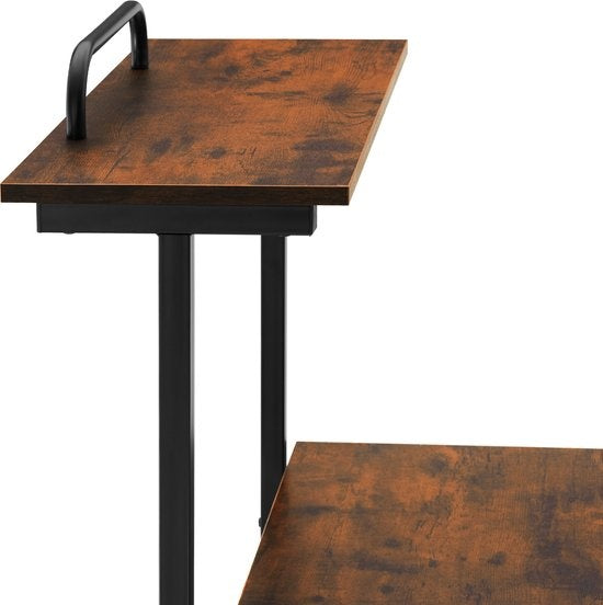 tectake - verrijdbaar Bureau Fife 80 x 65,5 x 130,5cm - industrieel donkerbruin - 404726