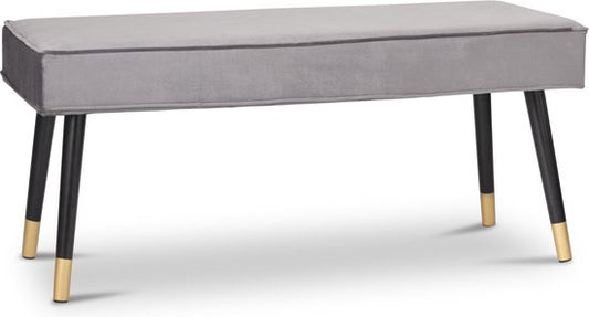 LIFA LIVING Halbank Barcelona - Grijs & Goud - Modern - Fluweel & Hout - 101 x 42 x 45 cm