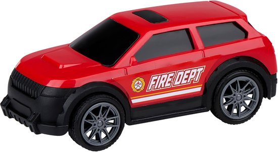 Eddy Toys Brandweerwagen Set 3 Stuks - Brandweerwagen Set met Oplegger, Helikopter en Brandweerauto - Speelgoed Auto, Helikopter en Brandweerauto Met Licht en Geluid - Brandweer - Rood