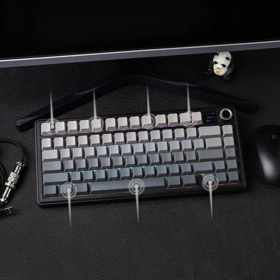 AULA F75 MAX - Zwart/Grijs - Mechanisch Draadloos Toetsenbord - RGB - 75% - QWERTY - Gaming Keyboard - Leobog Reaper Switch