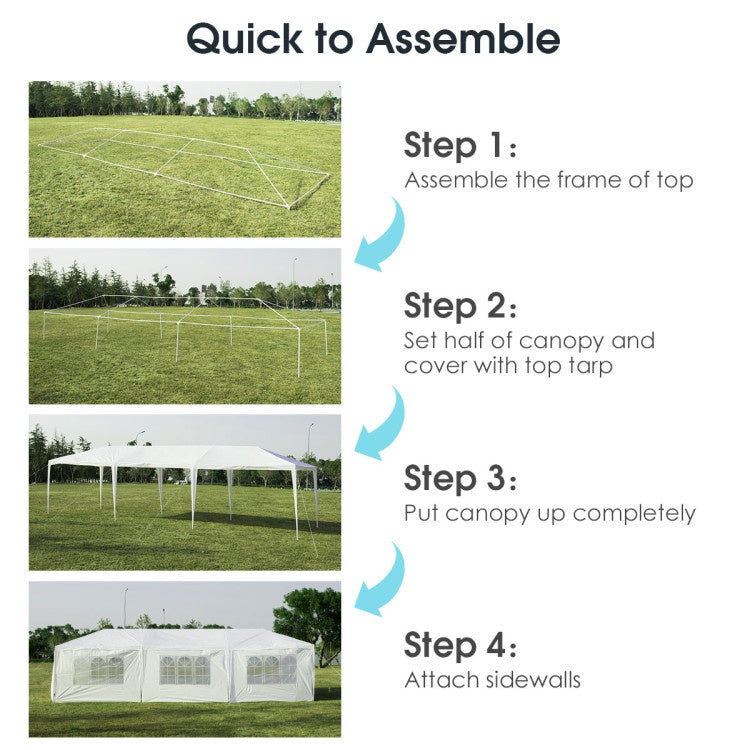 Coast Partytent - Paviljoen - 8 Zijwanden - Waterdicht - 300 x 900 cm - Wit
