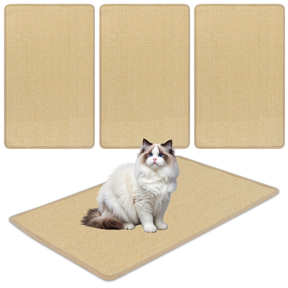 Coast Krabmatten Set - sisal - zelfklevend - 80 x 50 cm - natuurlijk