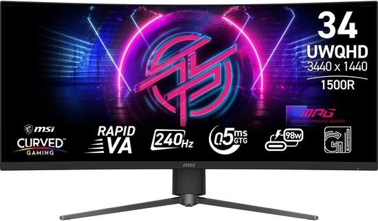 MSI MPG 346CQRF X24 - QHD Ultrawide Gaming Monitor - USB-C 96w - HDMI 2.1 - 240hz - 34 inch