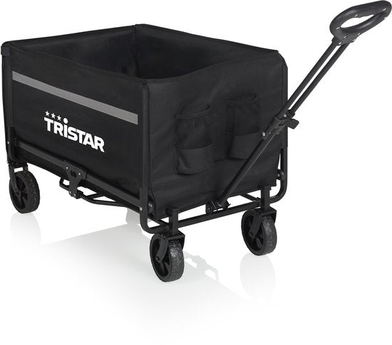 Tristar Bolderkar Opvouwbaar – 120 L – 100 kg Draagvermogen – Staal – Zwenkwielen – Inklapbare Bolderwagen Met Laadklep - Incl. Waterdichte Hoes - Compact - Festival - HC‑0917