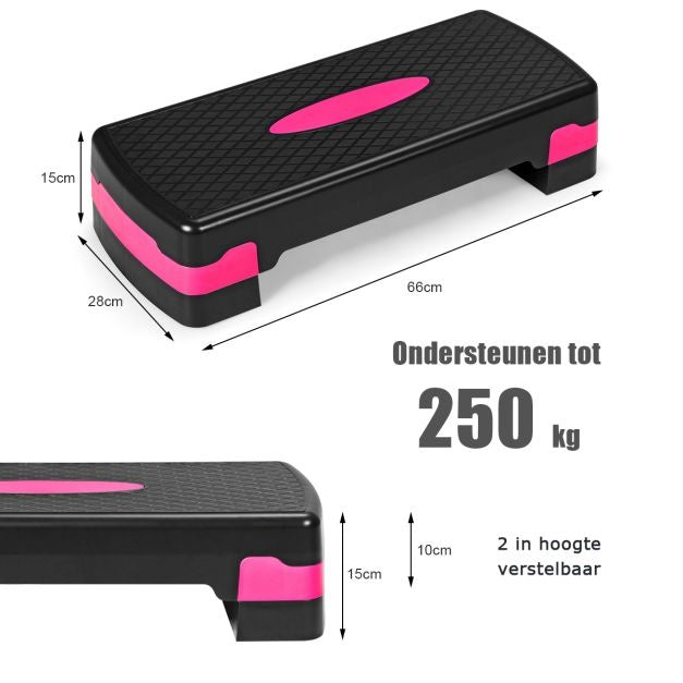 Coast Aerobic Stepper Fitness - Verstelbaar - Zwart/Roze
