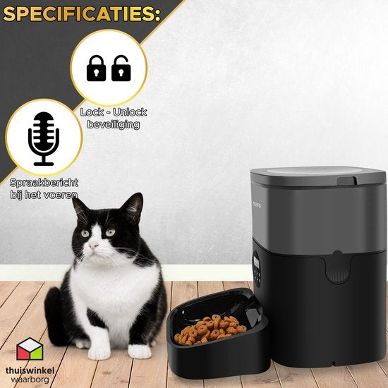 Toivo Voerautomaat 4L Pro - Automatische Voerbak - Voerdispenser - Katten en Honden Voerautomaten
