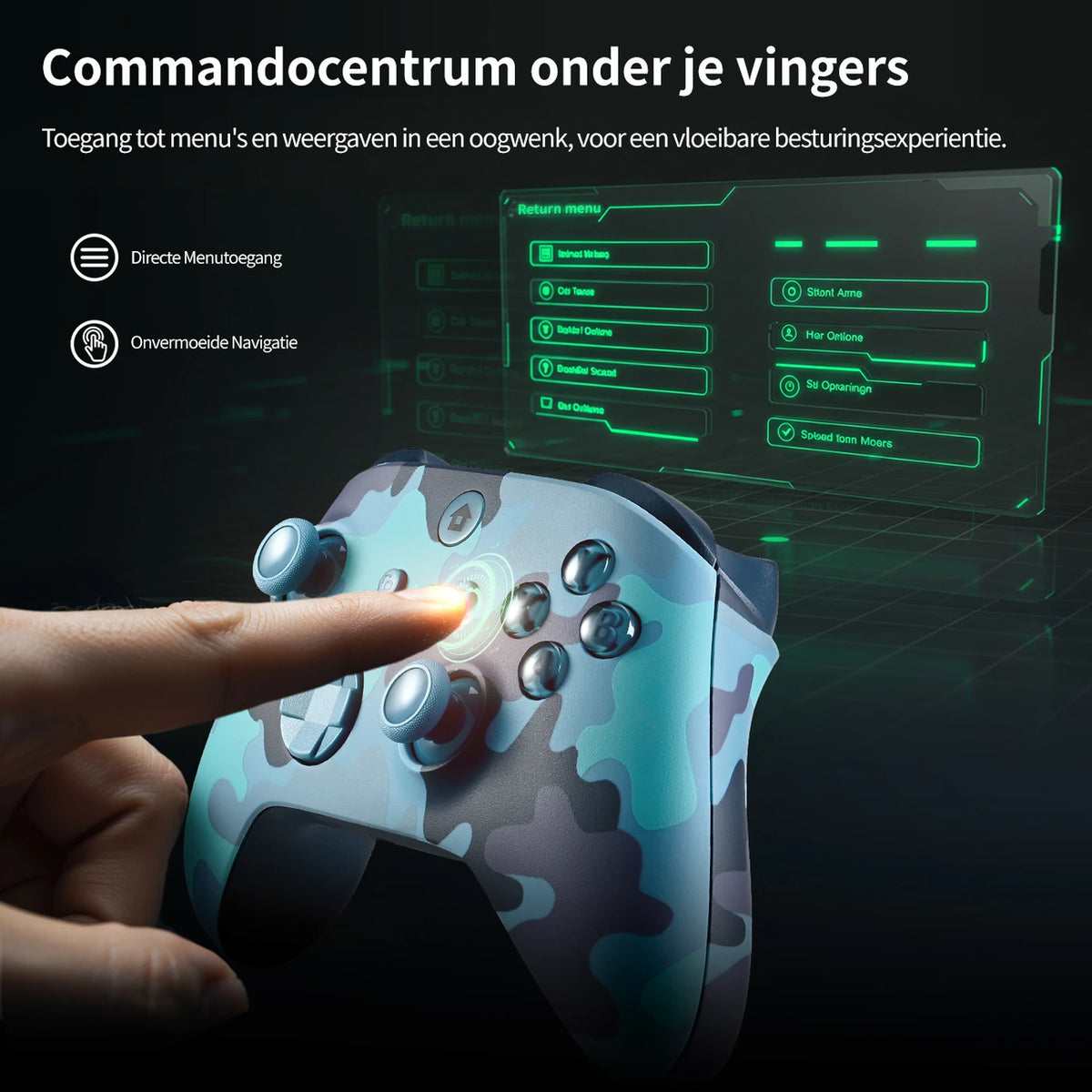 Rexsun WR007 Draadloze Gamecontroller - Camouflageblauw - 2.4G, Xbox One/PC, Trilfunctie