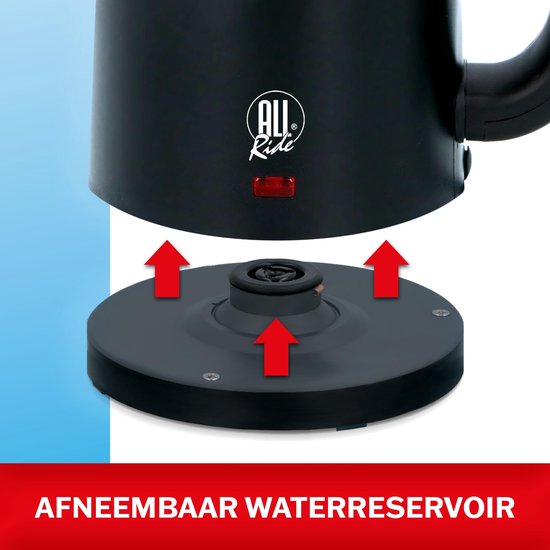All Ride Waterkoker - 0.5L - Kunststof - 300W - 15x10.50x17 cm - Zwart