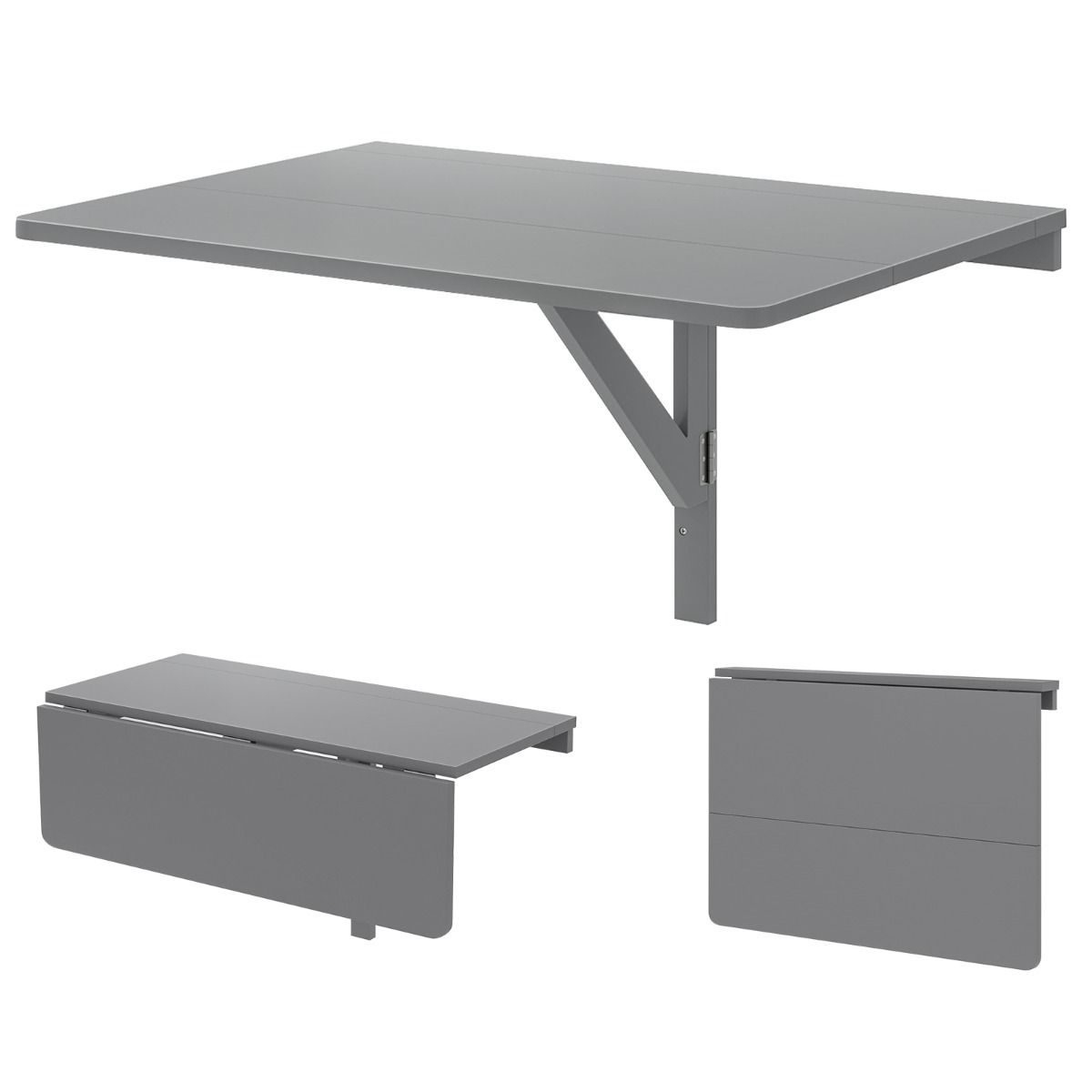 Coast Wandklaptafel - inklapbaar bureau - ruimtebesparend ontwerp - grijs 80 x 60 x 45 cm
