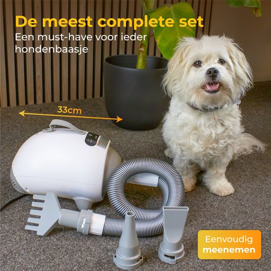 Nuvance - Hondenfohn - Waterblazer Hond - 2100W - met 3 Opzetstukken - Honden Droger - Waterblazer voor Honden - Verstelbaar Vermogen - Honden Fohn - Wit