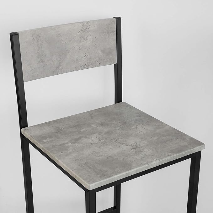 Sobuy bartafel met stoelen - Grijs - 60x60x97 cm