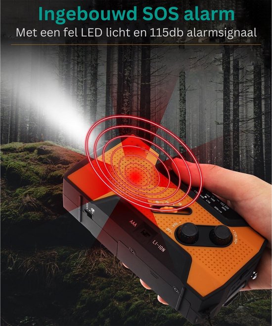 Urban State Noodradio opwindbaar en batterij - Solar radio - Zaklamp / powerbank - Noodradio solar opwindbaar