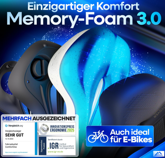 NextCover Fietszadel - Zwart - 26 x 18 x 10 cm - Traagschuim, Ergonomisch