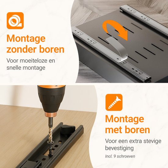 Posity Schuiflade – Keukenkast Organizer – Gootsteenkast/Lade Organizer - binnenlade keuken – Uittrekbaar en Verstelbaar (32-52 cm) – Telescopisch – Zwart