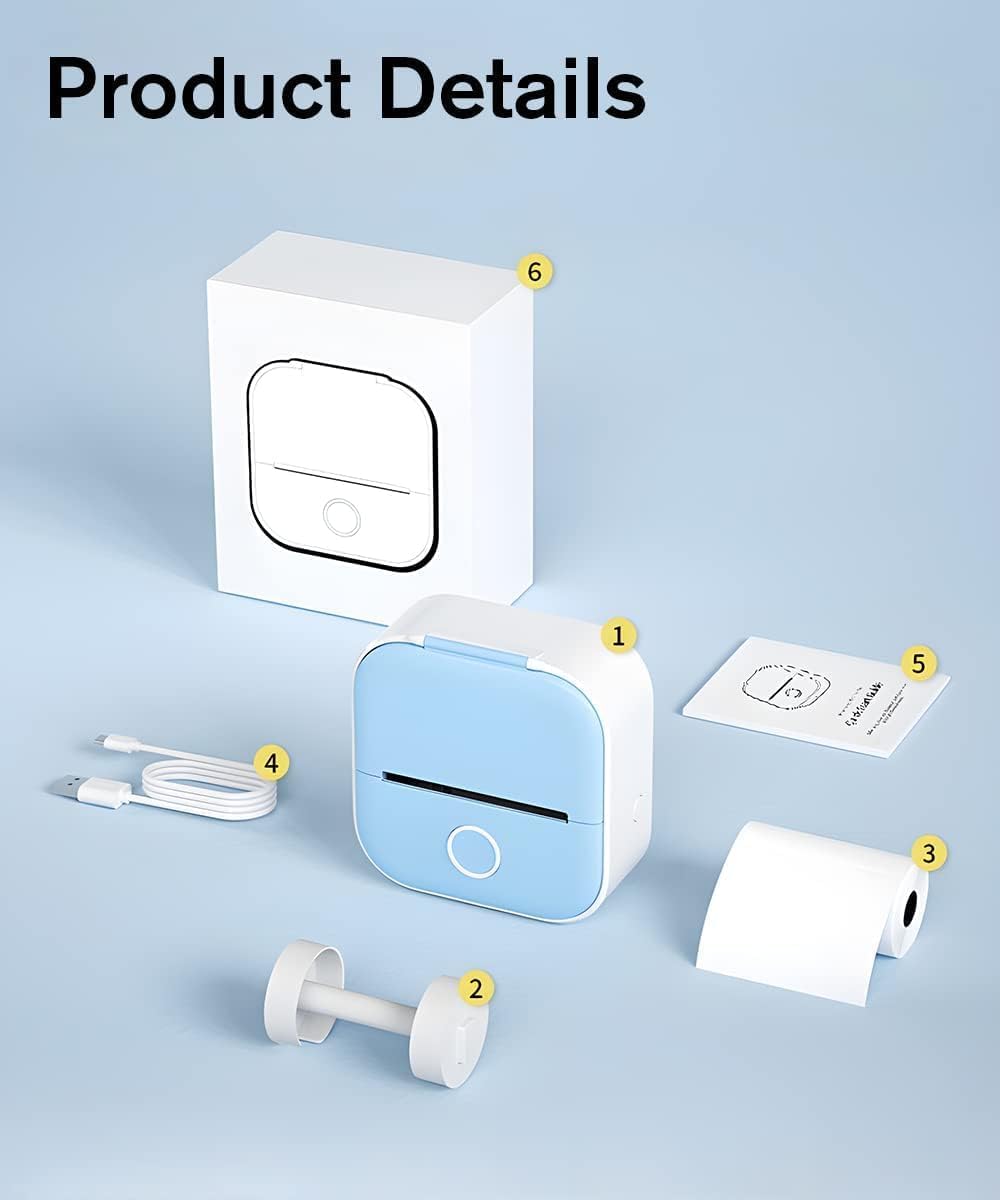 Gienslru Mini Pocket Printer - Draagbare Bluetooth Thermische Fotoprinter - Inktloos - 3,8 x 8,6 x 8,9 cm - Groen