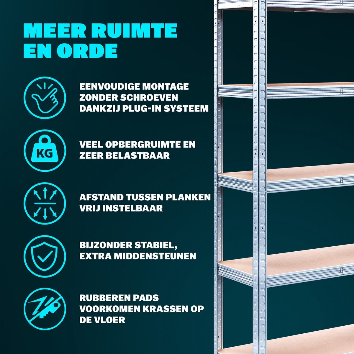 Stellingkast Set van 2 - 180x90x40cm Metaal MDF 1750kg – Zilver