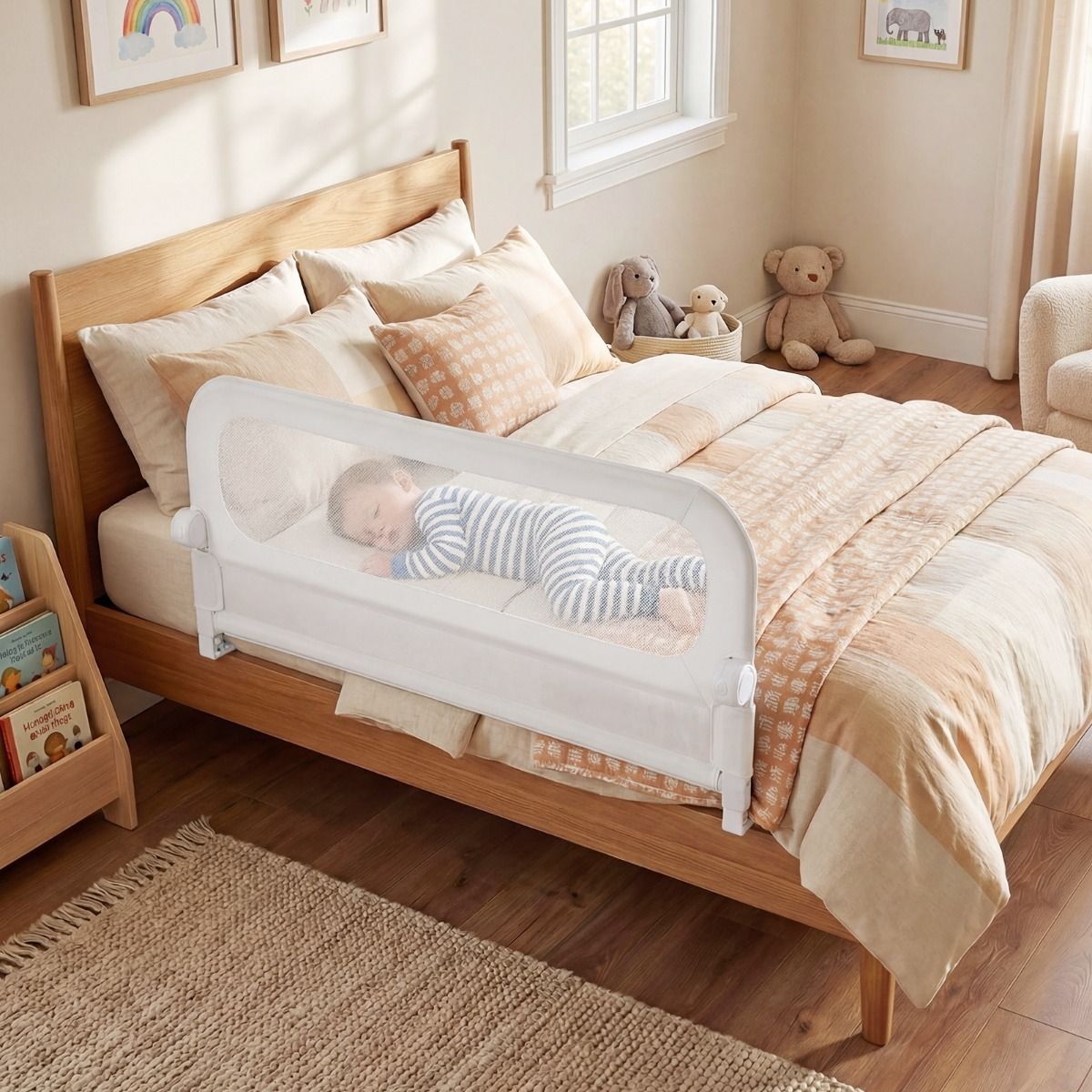 Coast Opvouwbaar Bedhekje - Verstelbaar en Inklapbaar - Valbeveiliging Peuterbed - Wit / 120 cm
