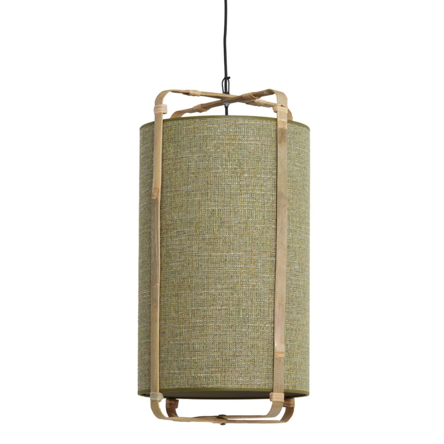 Light & living hanglamp Sendai Ø42 x 70 cm – groen met naturel bamboe
