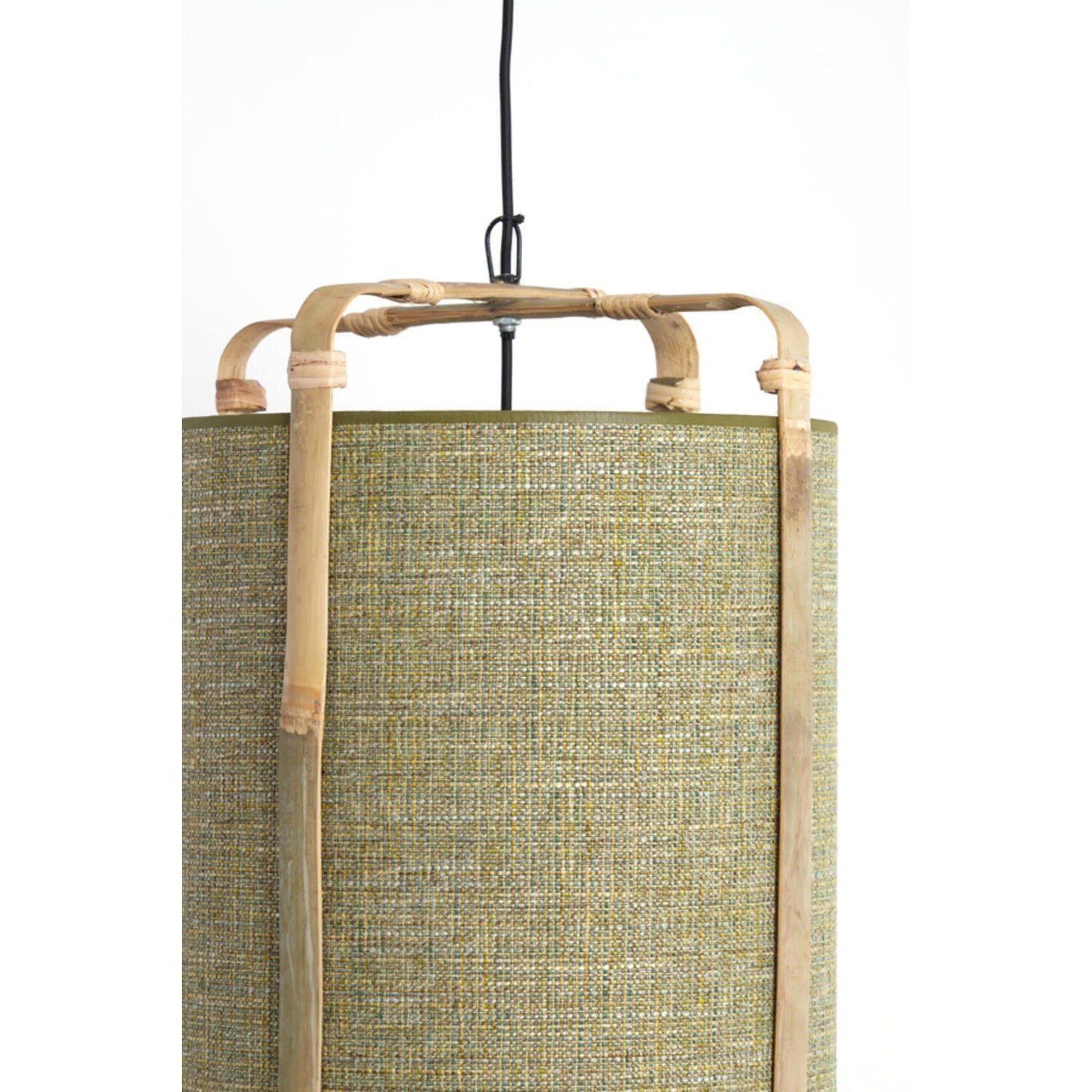 Light & living hanglamp Sendai Ø42 x 70 cm – groen met naturel bamboe