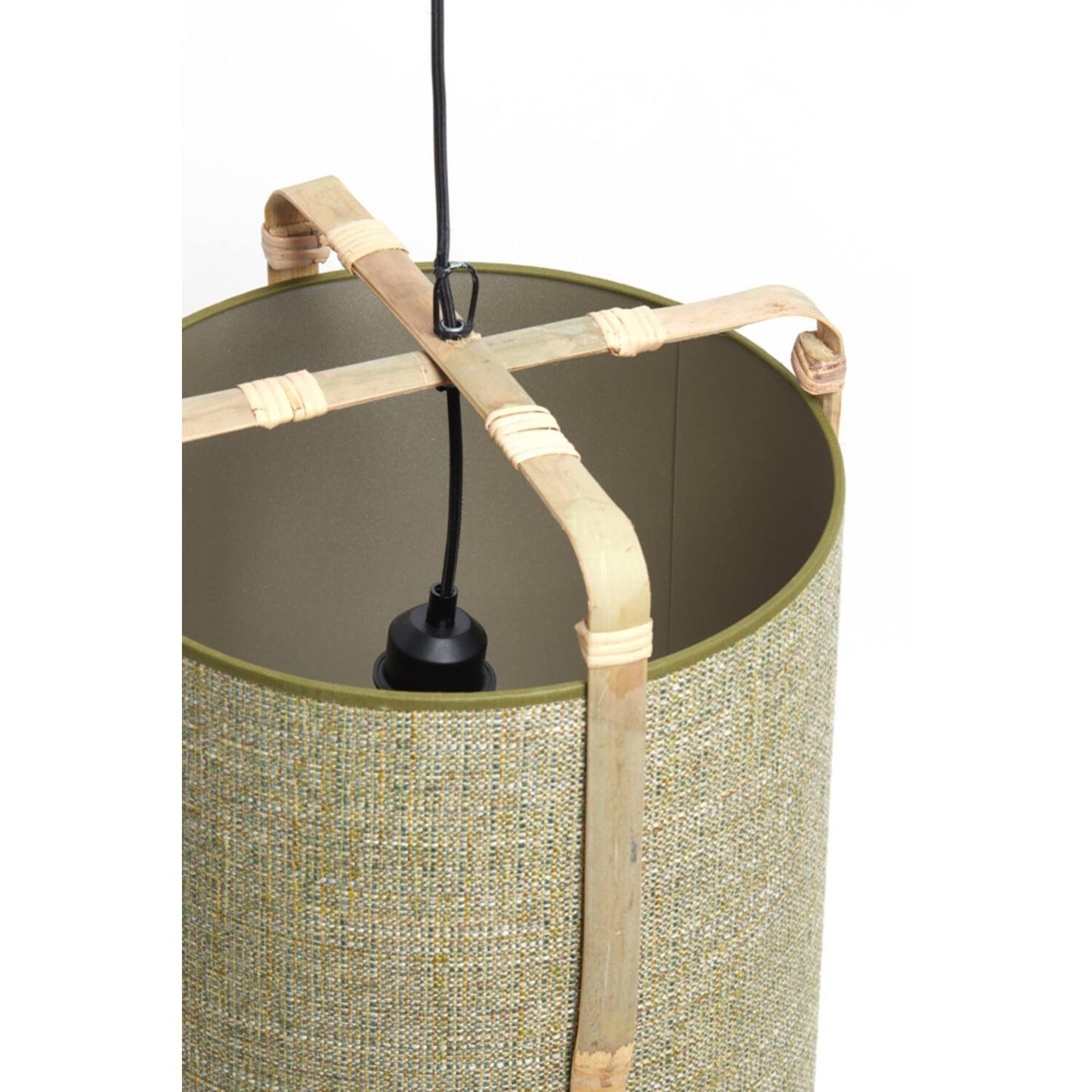 Light & living hanglamp Sendai Ø42 x 70 cm – groen met naturel bamboe
