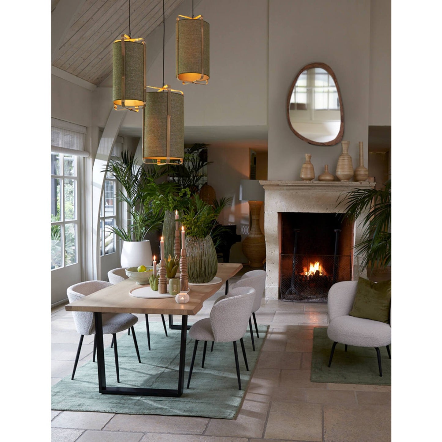 Light & living hanglamp Sendai Ø42 x 70 cm – groen met naturel bamboe