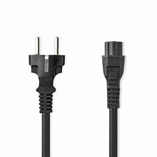 Nedis Stroomkabel - Type F (CEE 7/7) Male - IEC-320-C5 - Recht - Recht - Vernikkeld - 2.00 m - Rond - PVC - Zwart - Label