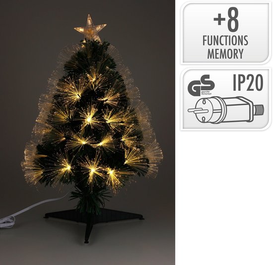 Christmas Decoration Fiber optic kerstboom - sterren led lampjes en piek - 60 cm - 8 functies